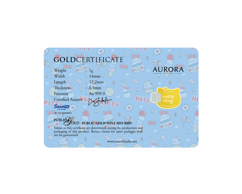 SANRIO x AURORA ITALIA (1g) 999.9 Hello Kitty Ice Cream Limited Edition Gold Bar