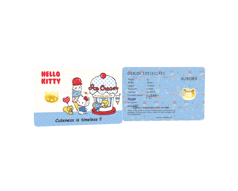 SANRIO x AURORA ITALIA (1g) 999.9 Hello Kitty Ice Cream Limited Edition Gold Bar