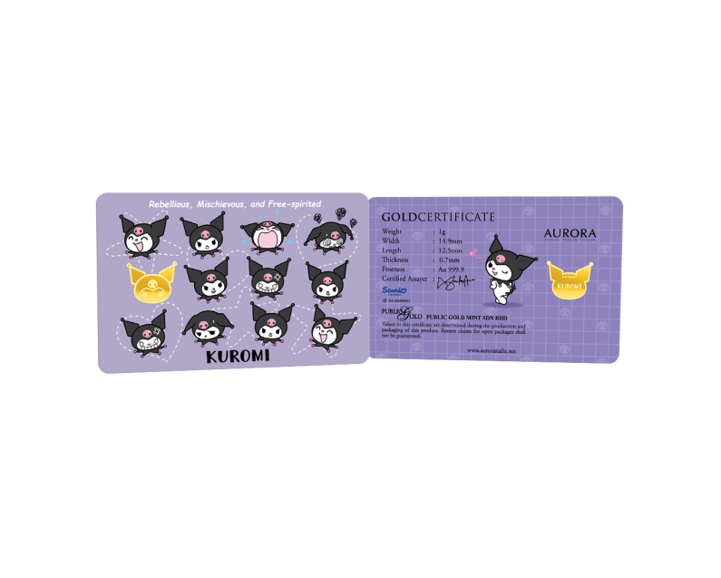 SANRIO x AURORA ITALIA (1g) 999.9 Kuromi Limited Edition Gold Bar