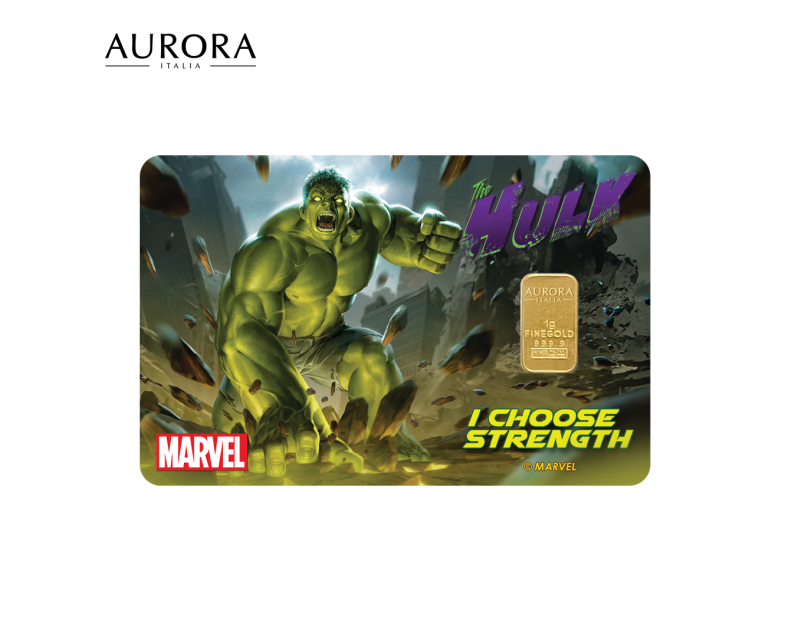MARVEL x AURORA ITALIA (1g) 999.9 The Incredible Hulk Limited Edition Gold Bar