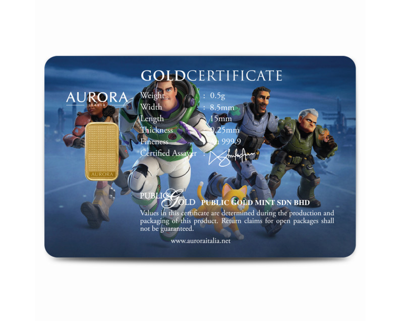 DISNEY x AURORA ITALIA (0.5g) 999.9 Light Year Limited Edition Gold Bar