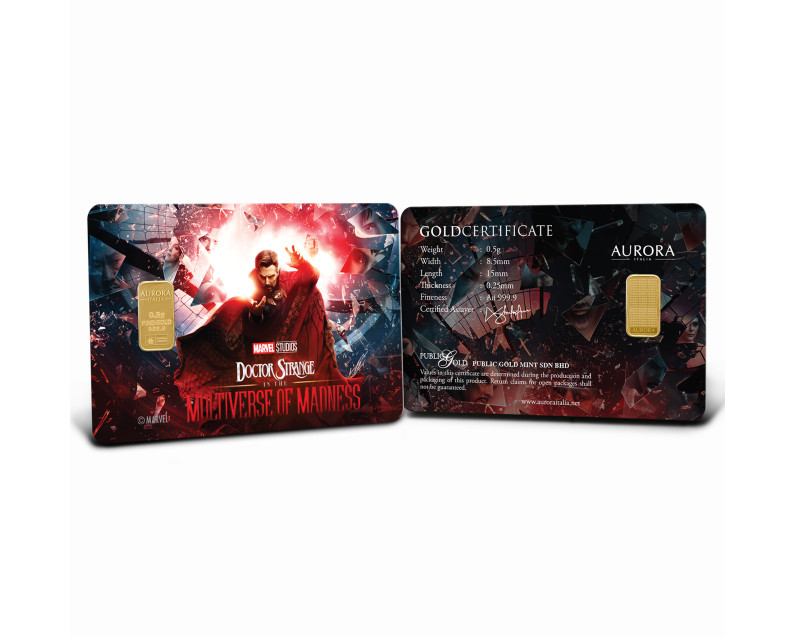 MARVEL x AURORA ITALIA (0.5g) 999.9 Dr. Strange - Multiverse of Madness Limited Edition Gold Bar