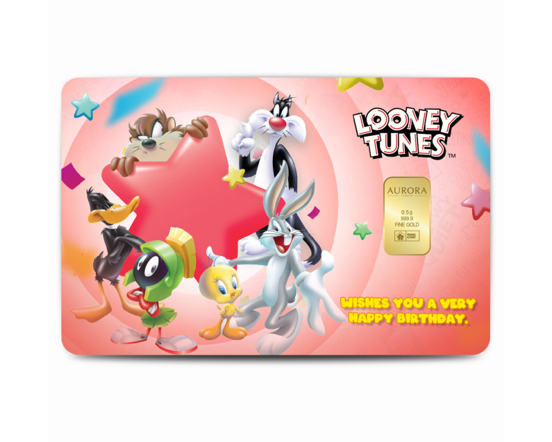 WARNER BROS x AURORA ITALIA (0.5g) 999.9 Looney Tunes Happy Birthday Limited Edition Gold Bar