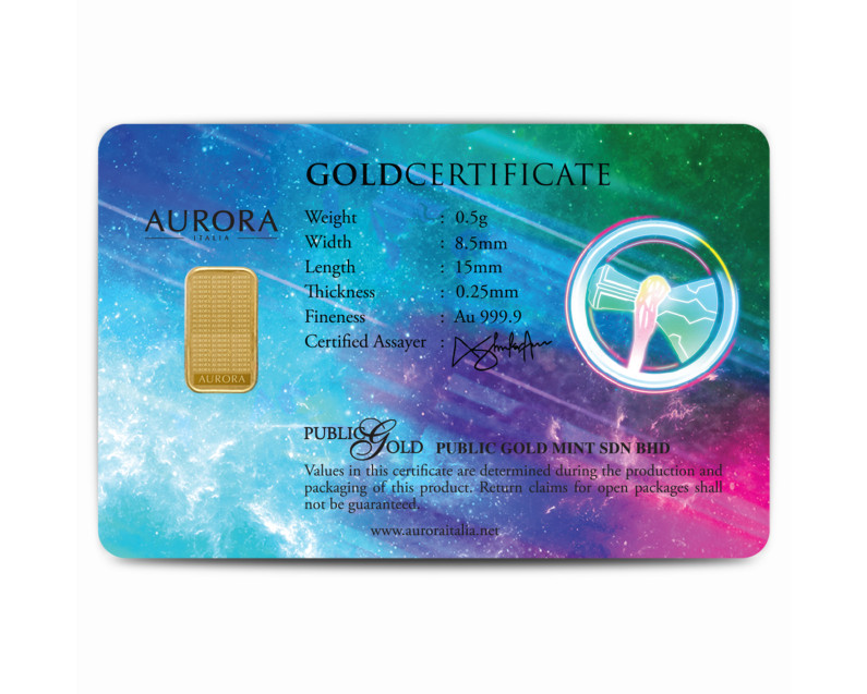 MARVEL x AURORA ITALIA (0.5g) 999.9 Thor: Love and Thunder Limited Edition Gold Bar