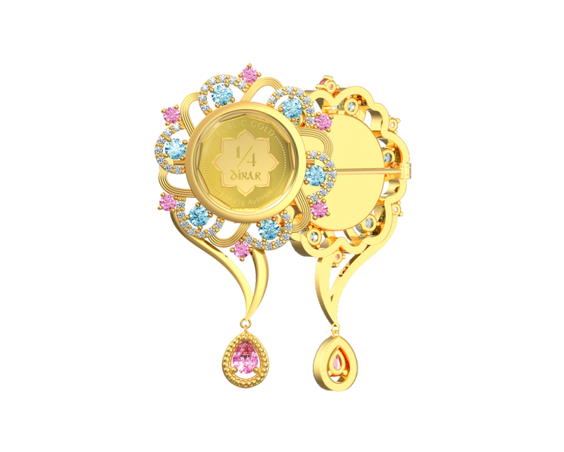 AURORA ITALIA Floral Brooch 24K Gold Plated
