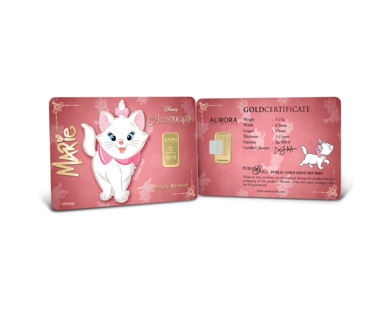 DISNEY X AURORA ITALIA (0.25g) 999.9 The Aristocats Marie Limited Edition Gold Bar