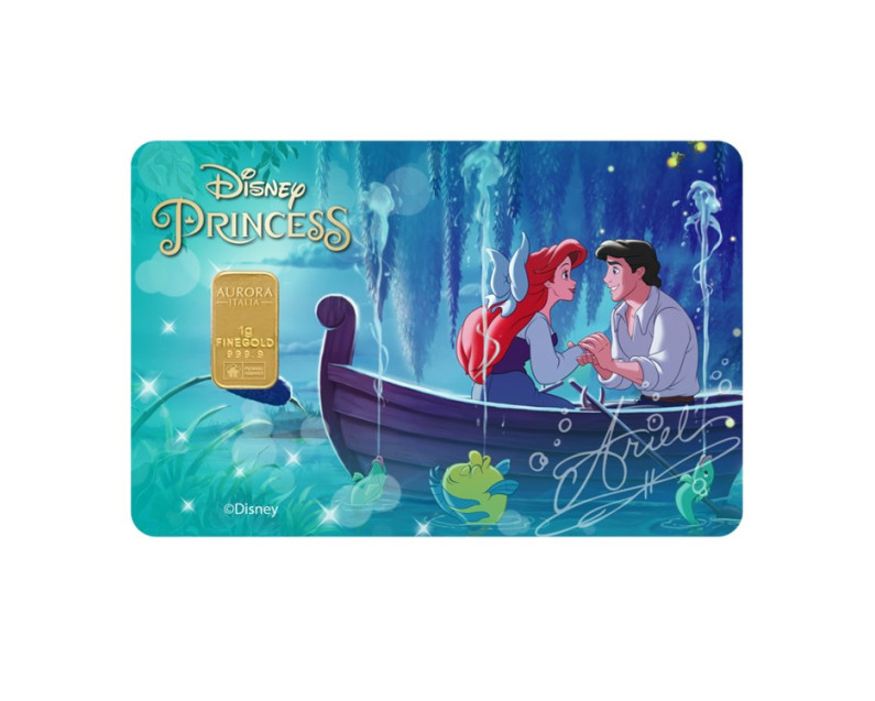 DISNEY x AURORA ITALIA (1g) 999.9 Disney Princess Collection - Ariel Limited Edition Gold Bar