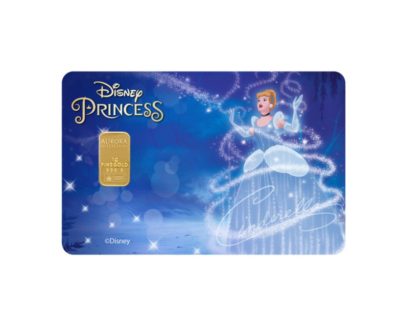 DISNEY x AURORA ITALIA (1g) 999.9 Princess Collection - Cinderella Limited Edition Gold Bar 