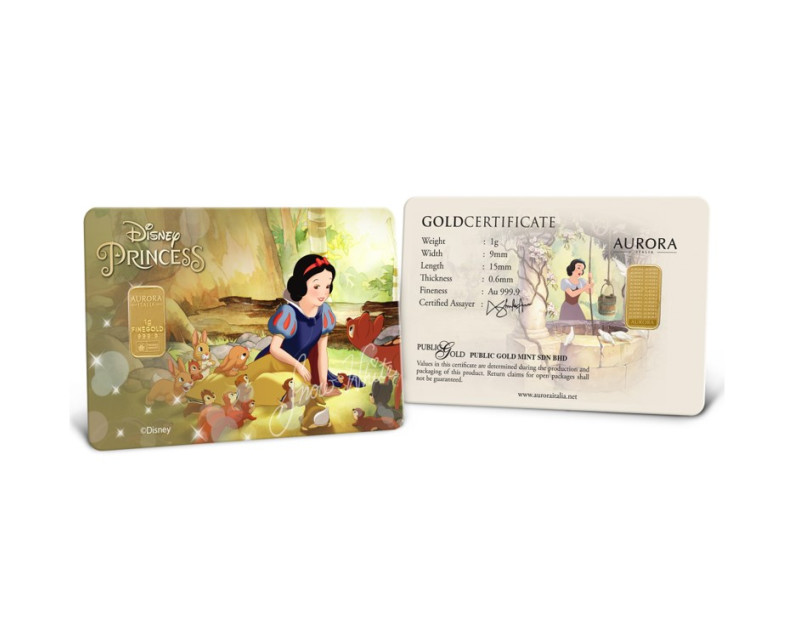 DISNEY x AURORA ITALIA (1g) 999.9 Princess Collection - Snow White Limited Edition Gold Bar