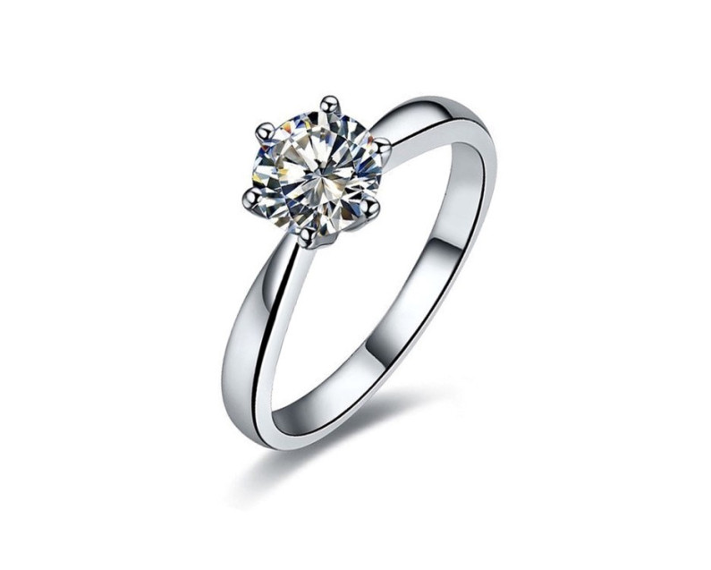 AUROSES Solitaire Ring Sterling Silver