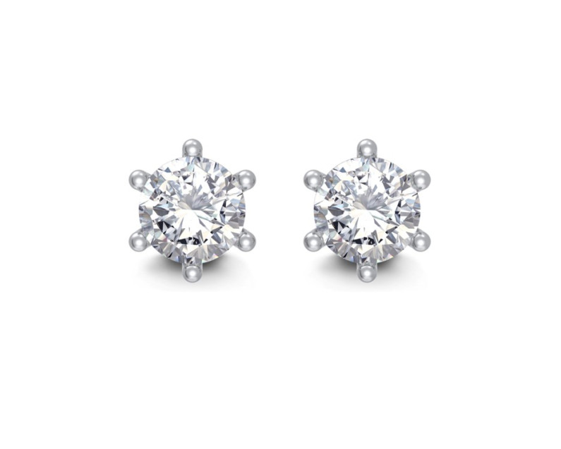 Auroses Six Prong Solitaire Stud Earrings 