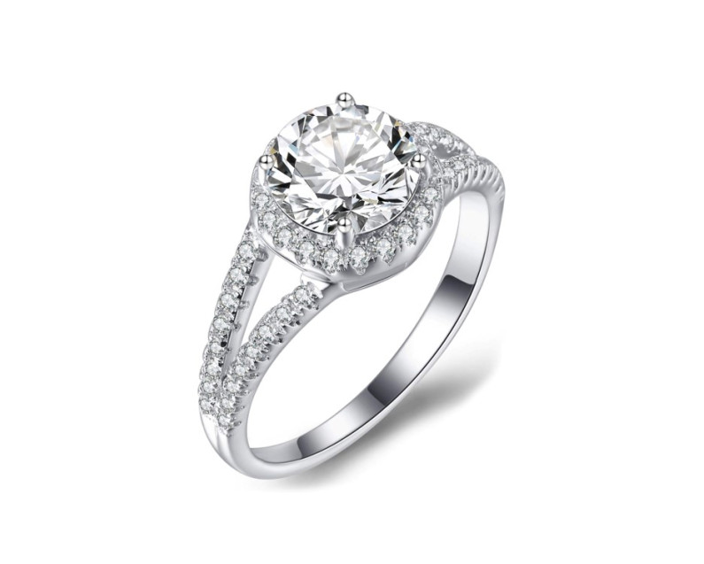 AUROSES Split Shank Halo Ring Sterling Silver