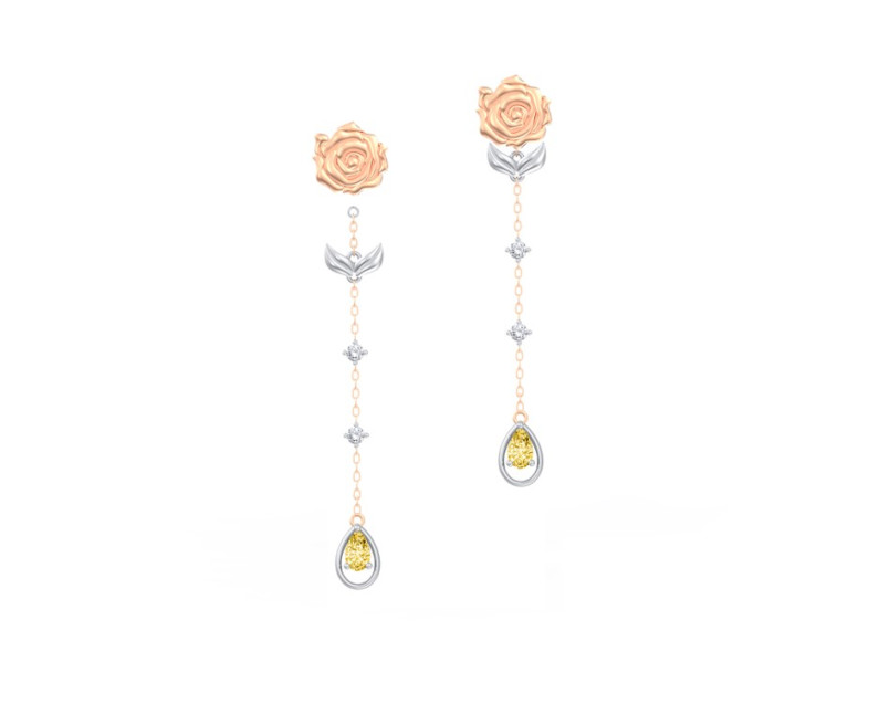 DISNEY x AURORA ITALIA Beauty & The Beast Enchanted Rose Earrings