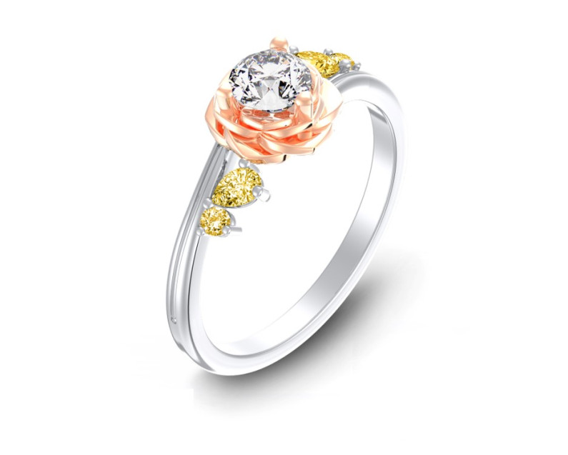 DISNEY x AURORA ITALIA Beauty & The Beast Enchanted Rose Twist Ring