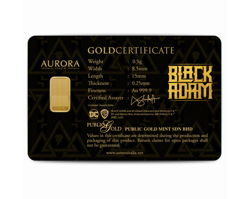 DC x AURORA ITALIA (0.5g) 999.9 Black Adam Limited Edition Gold Bar