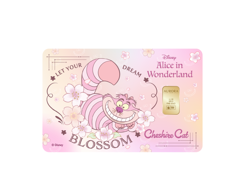 [NEW LAUNCH] DISNEY x AURORA ITALIA (0.25g) 999.9 Cheshire Cat: Alice in Wonderland Limited Edition Gold Bar
