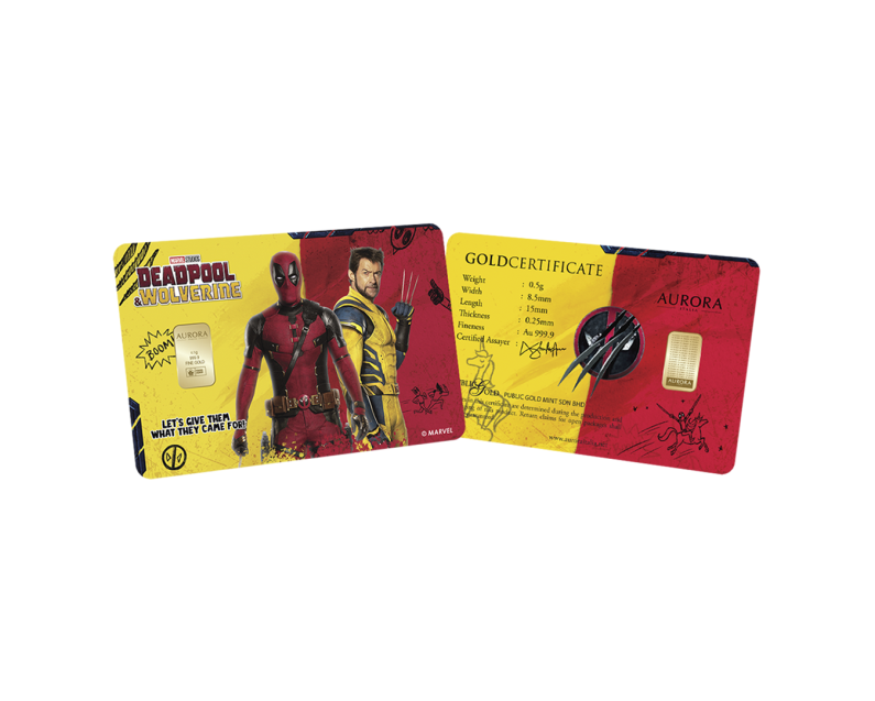 Marvel x AURORA ITALIA (0.5g) 999.9 Deadpool & Wolverine Limited Edition Gold Bar
