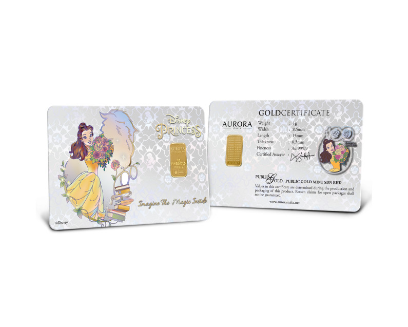 DISNEY x AURORA ITALIA (1g) 999.9 Princess Collection - Belle 2 Limited Edition Gold Bar