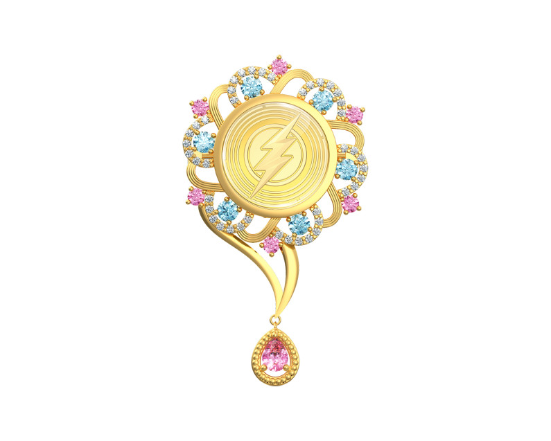AURORA ITALIA Floral Brooch 24K Gold Plated (1g 999.9 Flash Set)