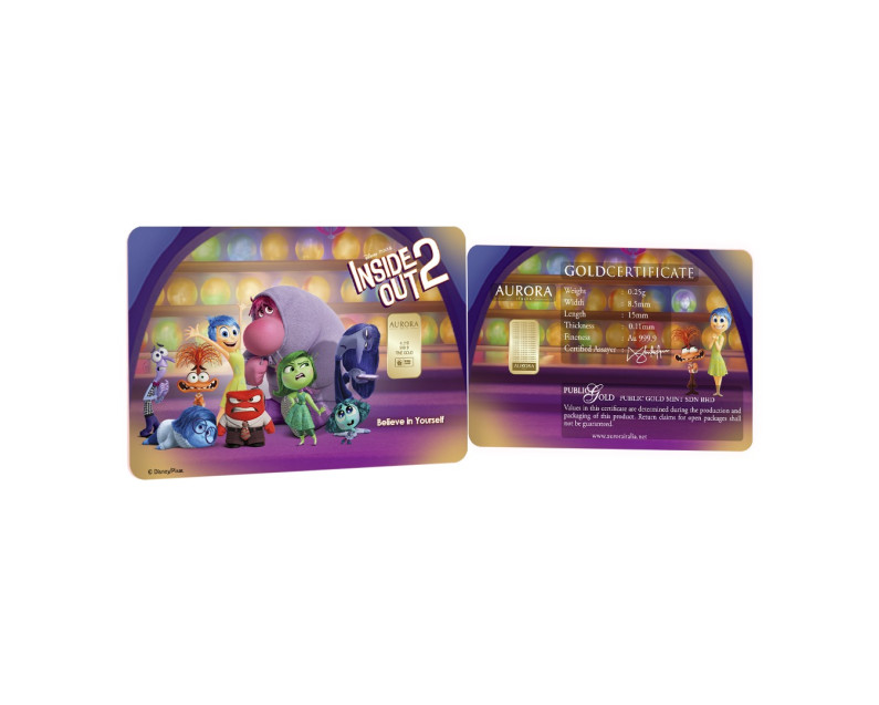 DISNEY X AURORA ITALIA (0.25g) 999.9 Inside Out 2 Limited Edition Gold Bar