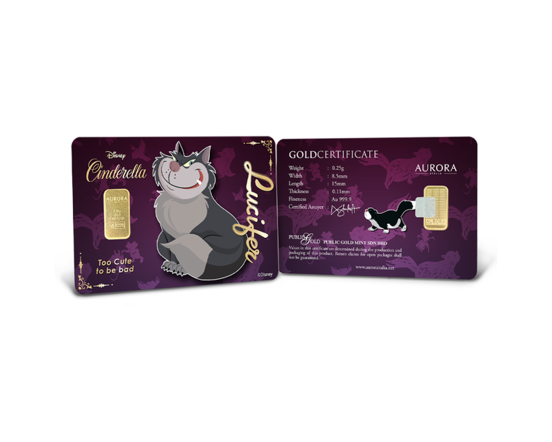 DISNEY X AURORA ITALIA (0.25g) 999.9 The Cinderella Lucifer Limited Edition Gold Bar