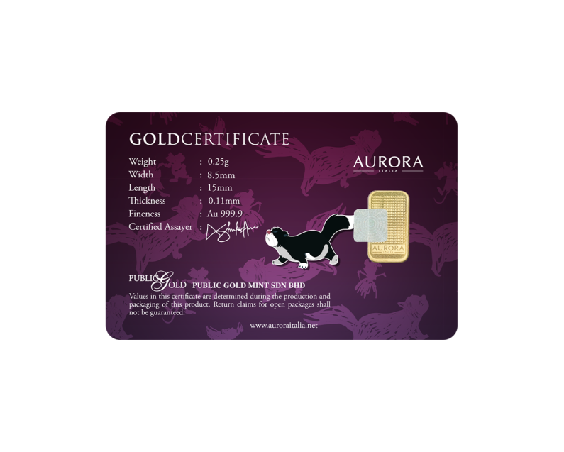 DISNEY X AURORA ITALIA (0.25g) 999.9 The Cinderella Lucifer Limited Edition Gold Bar