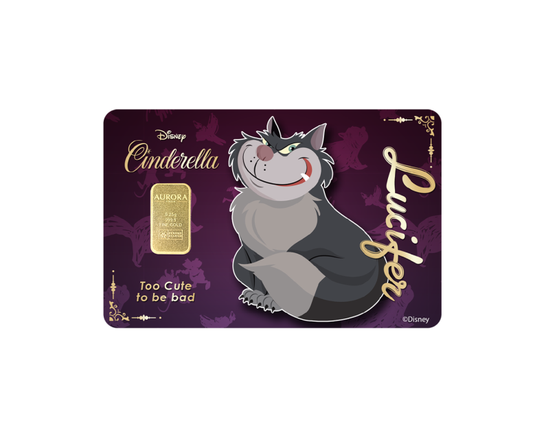 DISNEY X AURORA ITALIA (0.25g) 999.9 The Cinderella Lucifer Limited Edition Gold Bar