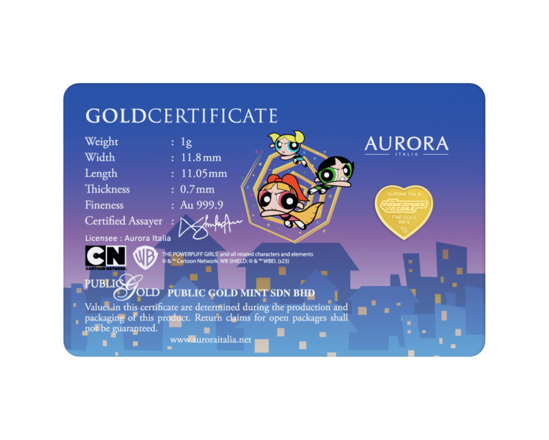 WARNER BROS X AURORA ITALIA (1g) 999.9 The Powerpuff Girls Limited Edition Gold Bar