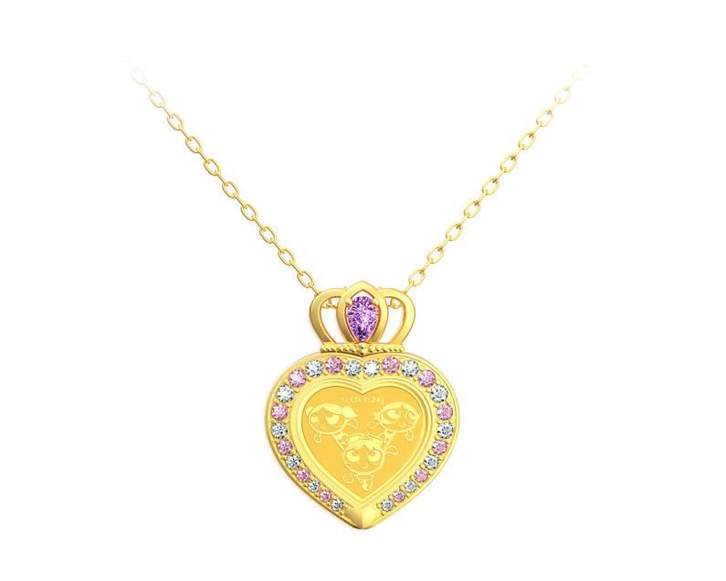 AURORA ITALIA Princess Pendant  24K Gold Plated (1g 999.9 Powerpuff Set)