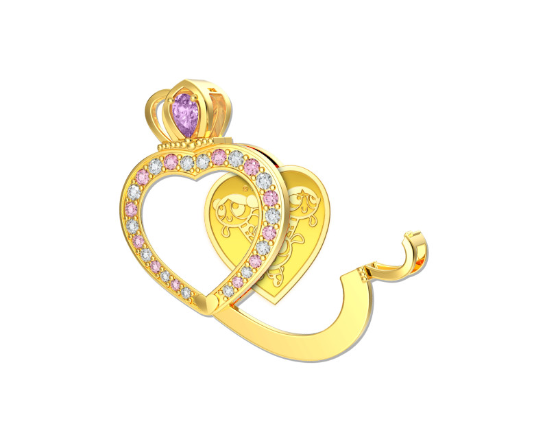 AURORA ITALIA Princess Pendant  24K Gold Plated (1g 999.9 Powerpuff Set)
