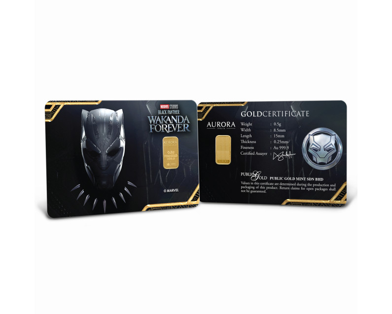 MARVEL x AURORA ITALIA (0.5g) 999.9 Black Panther: Wakanda Forever Limited Edition Gold Bar