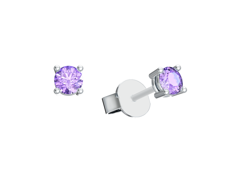 Auroses Hermosa Solitaire Earrings- Amethyst