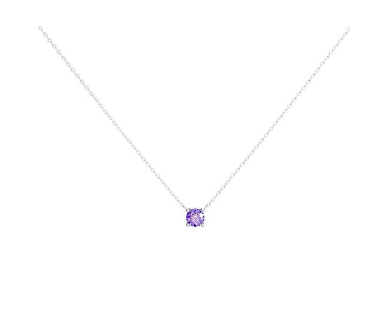 Auroses Hermosa Solitaire Necklace- Amethyst